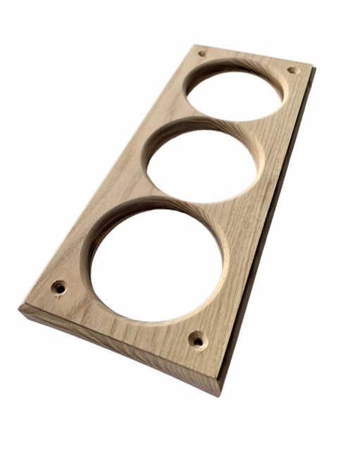 Накладка под розетку/выключатель 68 мм из дерева Ясень на бревно и блок-хаус диаметром 280мм