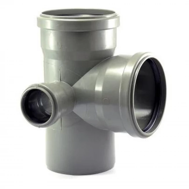 Крестовина внутренняя двух плоскостная левая для канализационных труб Ø110х110х50мм 90° 