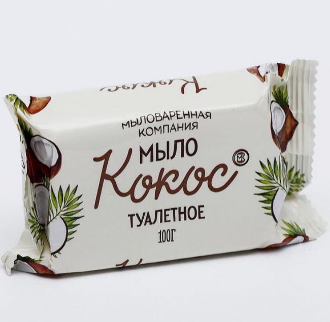 Мыло туалетное Кокос в цветной обертке, 100гр
