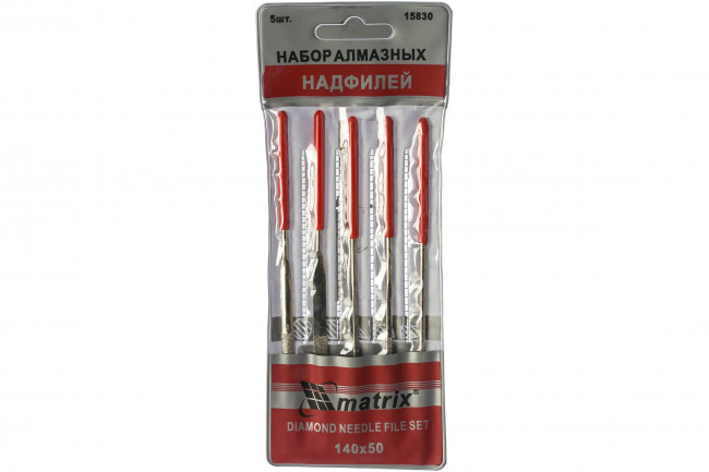 Набор надфилей алмазных 140х50х3мм, 5шт Matrix