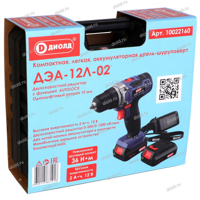 Аккумуляторная дрель-шуруповерт Диолд ДЭА-12Л-02