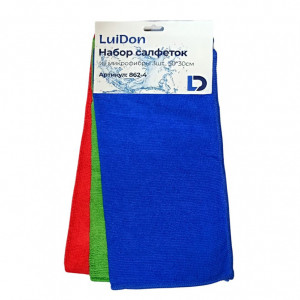 Набор салфеток из микрофибры LuiDon 30х30см, 3шт