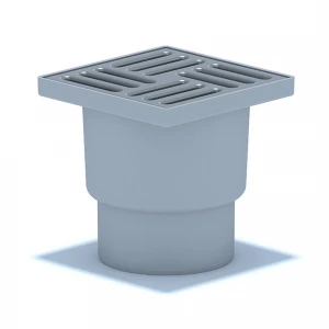Трап пластиковый н/регул. вертикальный выпуск Ø110 мм 150х150мм с металлической решёткой до 300кг 2,1л/с гидрозатвор