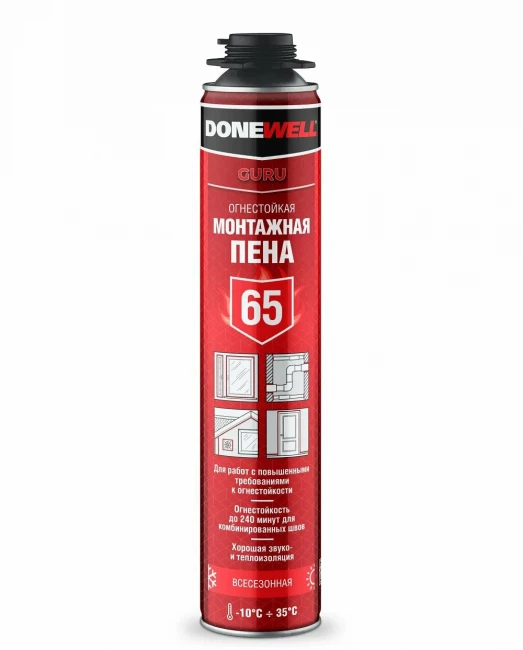 Пена монтажная DONEWELL Огнестойкая ПРОФ 1000мл