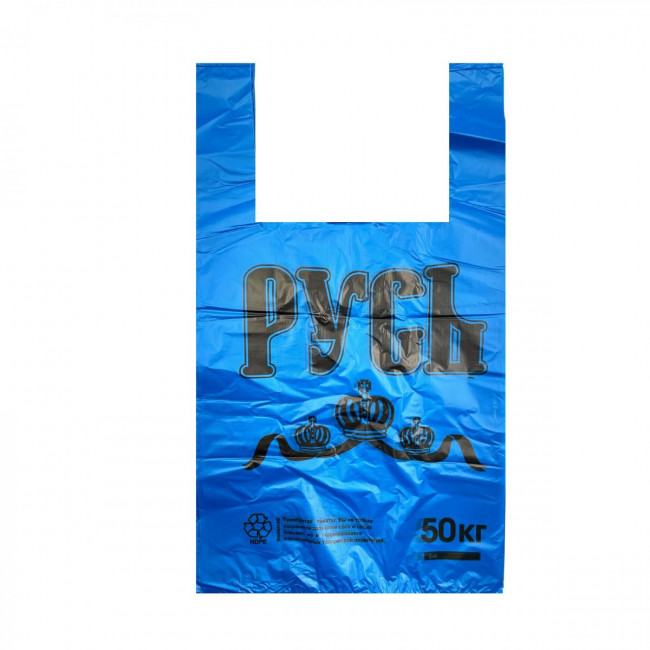 Пакет майка Русь синяя 30х55, 19 мкм