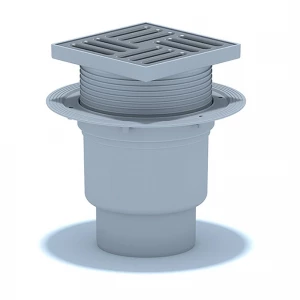 Трап пласт. регул. вертикальный Ø110мм 150х150мм с металлической решеткой до 300кг 2,1л/с гидрозатвор