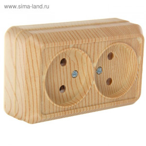 Розетка двухместная без заземляющих контактов   СОСНА 16А 220В открытая установка